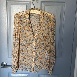 Sezane floral button-down shirt